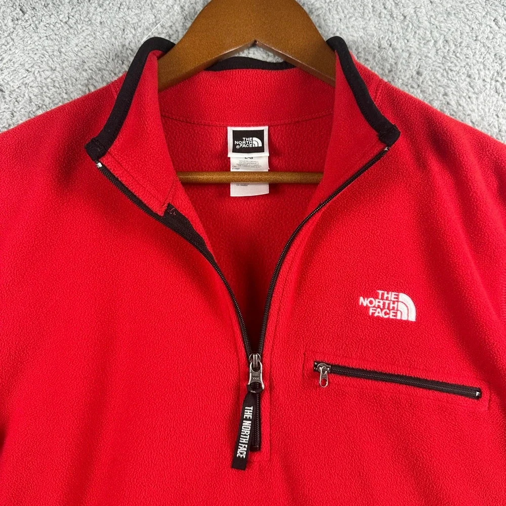 The North Face‎ Polartec Quarter Zip Mens Large Red Black Fleece Pullover Jacket